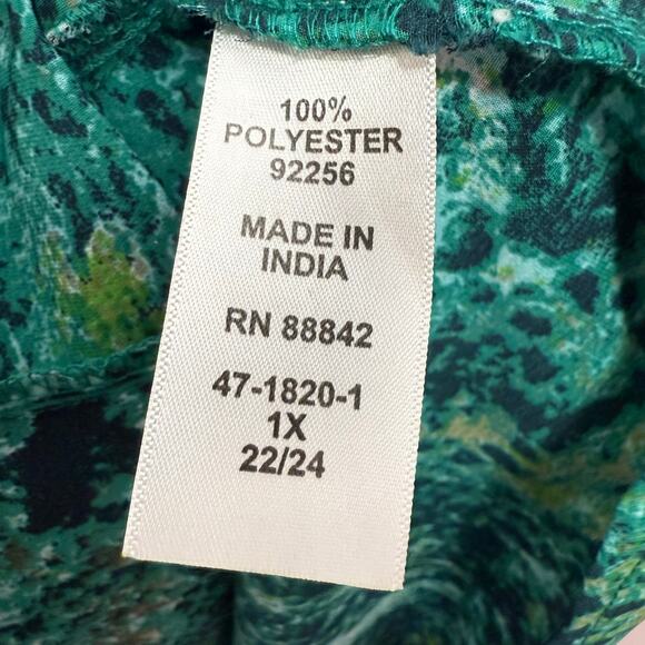 Ellos Tunic Women’s Size 1X Green Abstract Print Drawstring Waist Swim Cover-Up - Picture 6 of 8